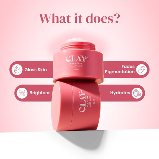 Clayco. Rice & Sake Sleep Mask 50 Ml | Face Mask For Glowing Skin | Night Cream For Glass skin | Japanese Skincare Routine | Sulphate Free & Vegan