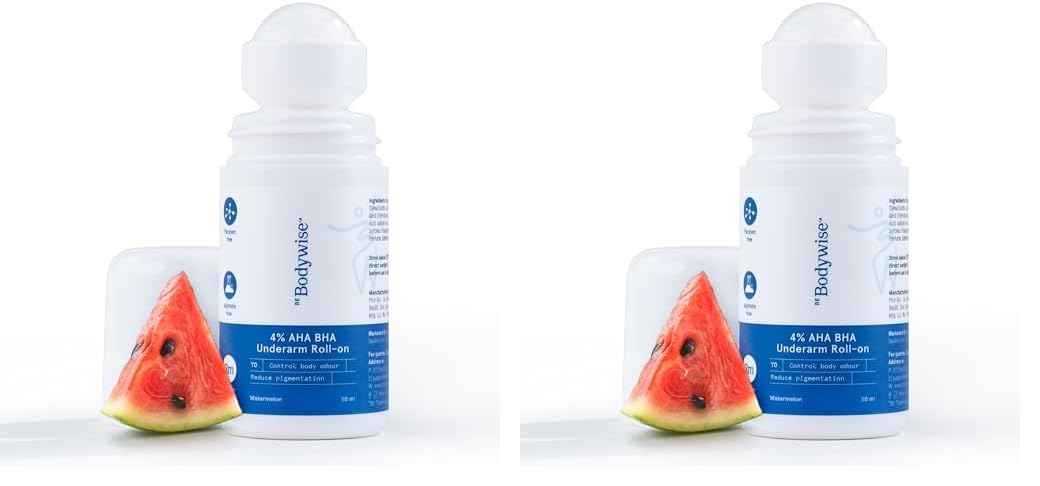 Be Bodywise 4% Aha Bha Underarm Roll On 50ml | 2% Lactic Acid, 1% Mandelic Acid, 1% Salicylic Acid | Controls Odour & Reduces Pigmentation | 0% Alcohol & 0% Aluminium | Flora Fragrance