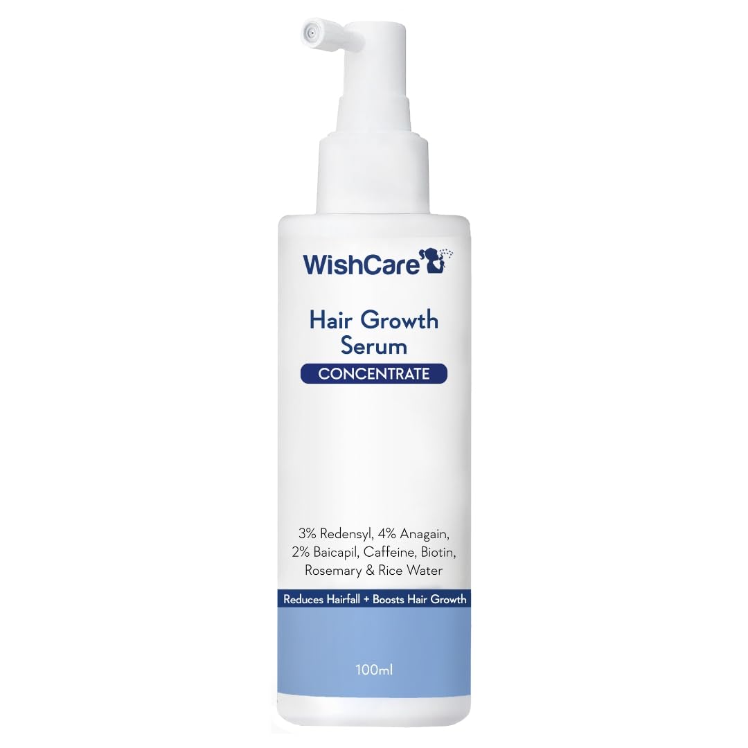WishCare Hair Growth Serum Concentrate - 3% Redensyl, 4% Anagain, 2% Baicapil, Caffeine, Biotin & Rice Water - Advanced Hair Growth Serum for Hair Fall Control & Hair Growth 30ml
