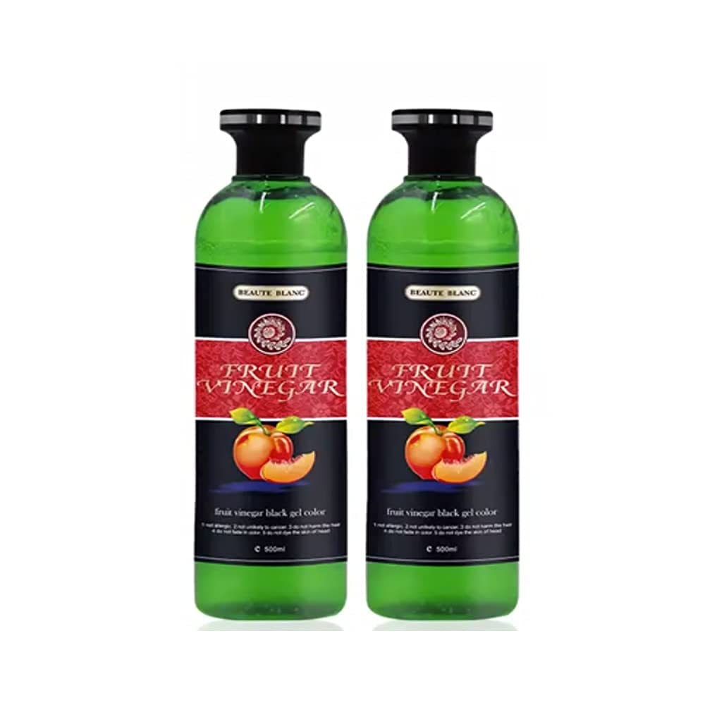 BEAUTE BLANC Fruit Vinegar Gel Organic & Natural Hair Color Dye for Black Hair (500ml x 2) - Black