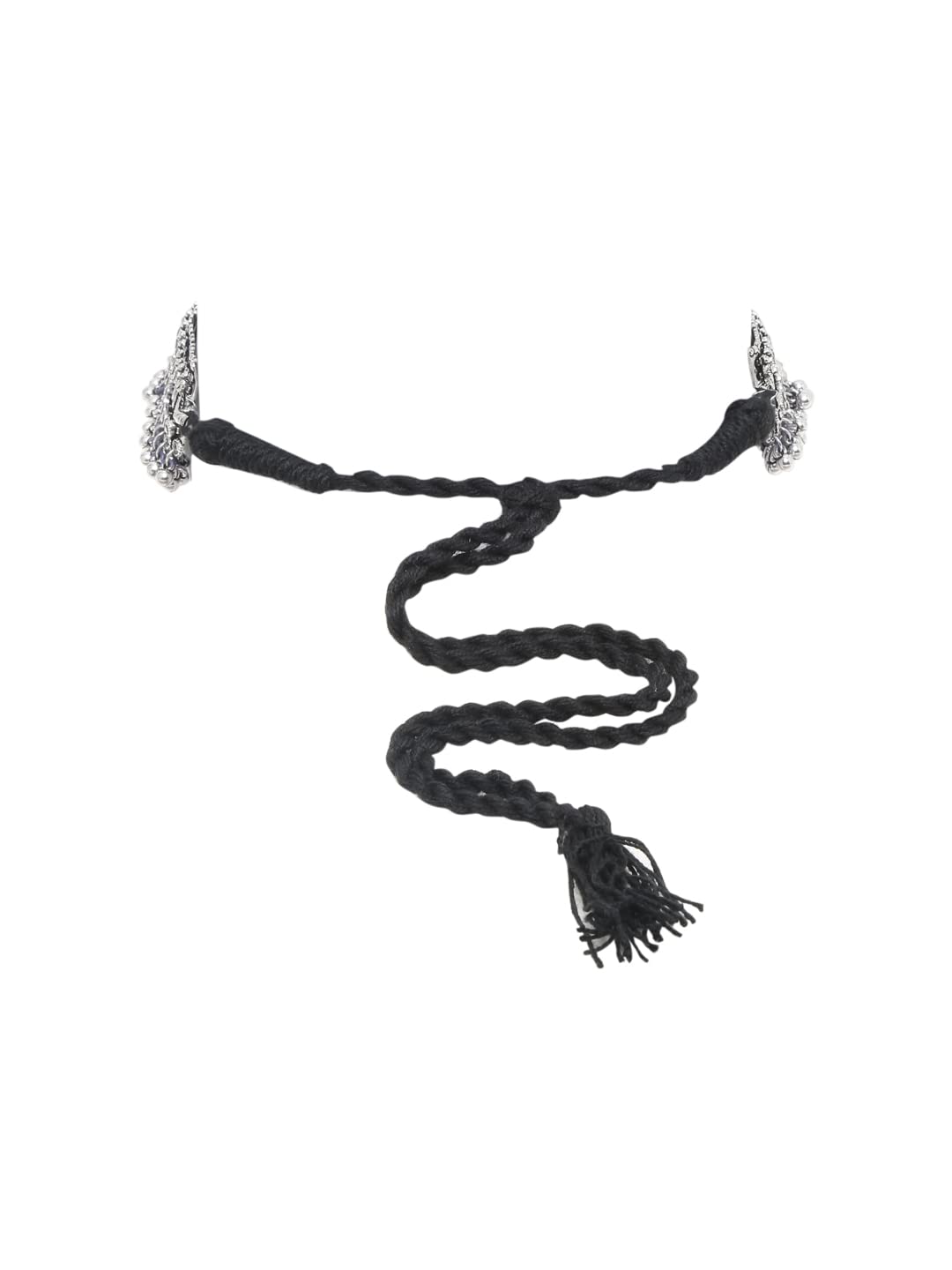 YouBella Jewellery Set for Women Oxidised Silver Tradtional Necklace Jewellery Set with Earrings , Rings and Nose Clip for Girls and Women (YBNK_50346)