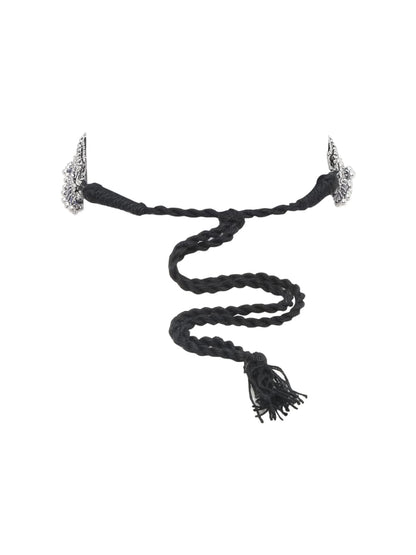 YouBella Jewellery Set for Women Oxidised Silver Tradtional Necklace Jewellery Set with Earrings , Rings and Nose Clip for Girls and Women (YBNK_50346)