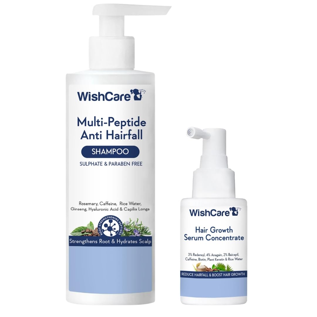 WishCare Hair Growth Serum Concentrate - 3% Redensyl, 4% Anagain, 2% Baicapil, Caffeine, Biotin & Rice Water - Advanced Hair Growth Serum for Hair Fall Control & Hair Growth 30ml