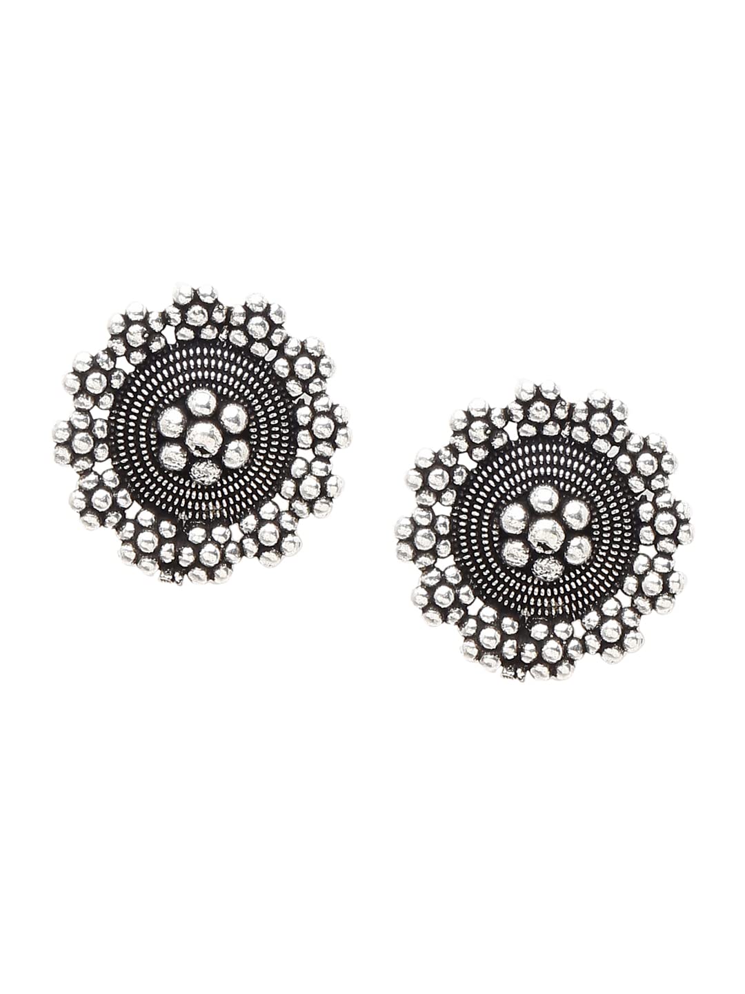 YouBella Jewellery Set for Women Oxidised Silver Tradtional Necklace Jewellery Set with Earrings , Rings and Nose Clip for Girls and Women (YBNK_50346)