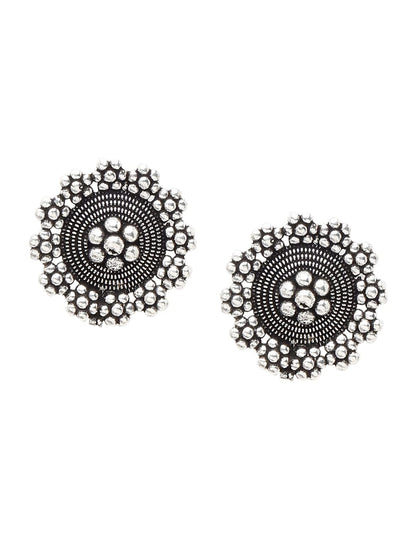 YouBella Jewellery Set for Women Oxidised Silver Tradtional Necklace Jewellery Set with Earrings , Rings and Nose Clip for Girls and Women (YBNK_50346)