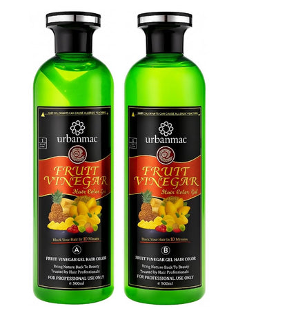 URBANMAC Fruit Vinegar Gel Hair Color Natural Hair Color Dye for Black Hair Dye (BLACK, 500ml x 2)