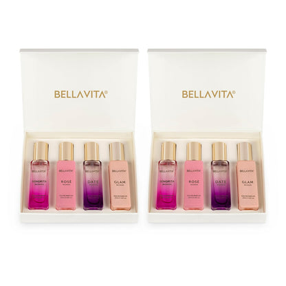 Bella Vita Luxury Long Lasting Women Gift Set | Perfume for Woman | 4x20ml | Gifts for Women | Floral, Fruity, Premium Fragrance Scent | Date, Senorita, Glam, Rose