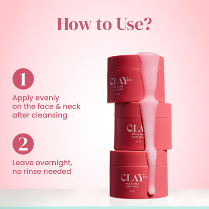 Clayco. Rice & Sake Sleep Mask 50 Ml | Face Mask For Glowing Skin | Night Cream For Glass skin | Japanese Skincare Routine | Sulphate Free & Vegan