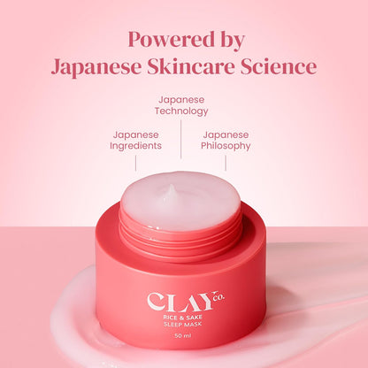 Clayco. Rice & Sake Sleep Mask 50 Ml | Face Mask For Glowing Skin | Night Cream For Glass skin | Japanese Skincare Routine | Sulphate Free & Vegan