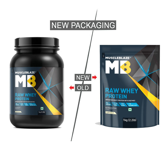 MuscleBlaze Raw Whey Protein Concentrate (Unflavoured, 1kg) | Light & Clean Protein | Easy to Digest