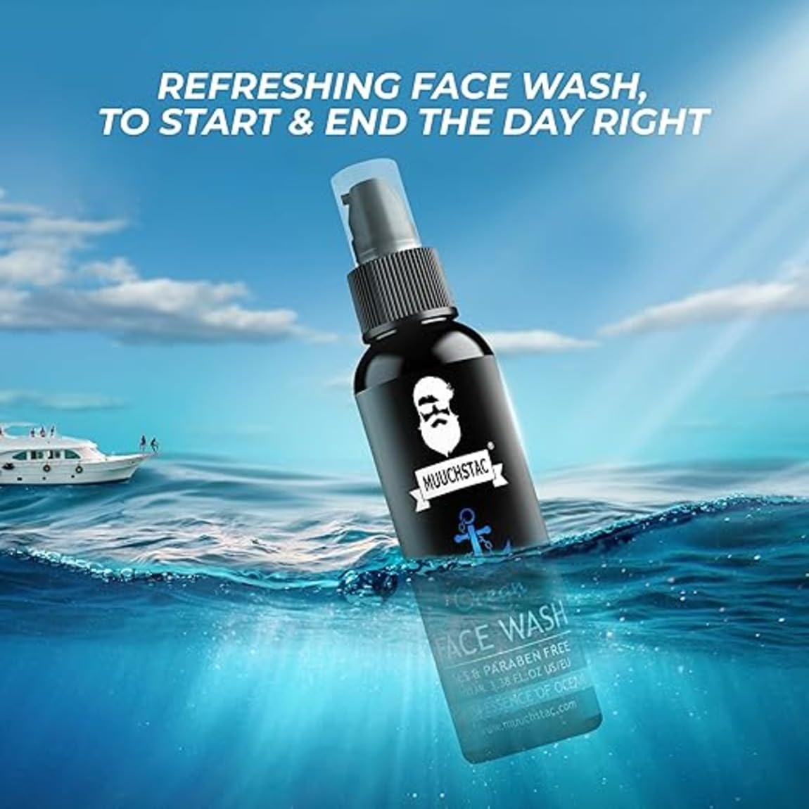 Muuchstac Ocean Face Wash for Men | Fight Acne & Pimples, Brighten Skin, Clears Dirt, Oil Control, Refreshing Feel - Multi-Action Formula (2x100 ml)
