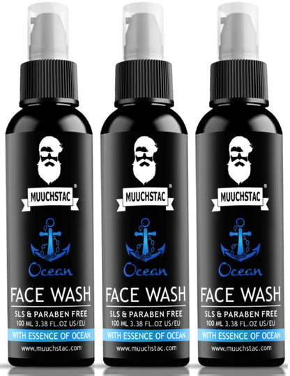 Muuchstac Ocean Face Wash for Men | Fight Acne & Pimples, Brighten Skin, Clears Dirt, Oil Control, Refreshing Feel - Multi-Action Formula (2x100 ml)