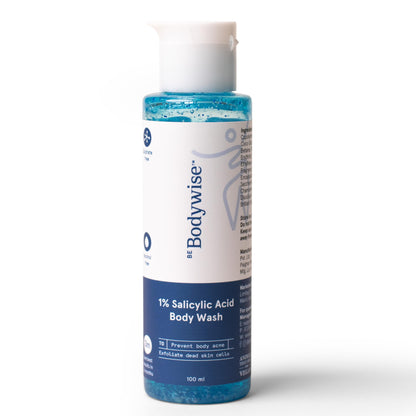 Be Bodywise 5% AHA BHA Exfoliating Body Wash 250ml | For Body Acne, Strawberry Skin, De-Tan | Infused with 3% Lactic Acid, 1% Salicylic Acid, 1% Glycolic Acid | Non-Drying, Paraben Free