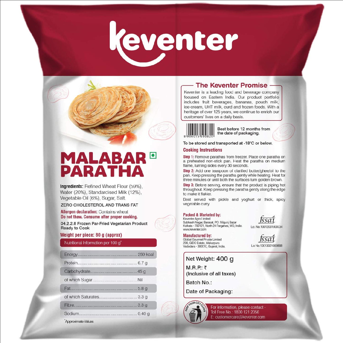 KEVENTER Malabar Paratha, 400 g