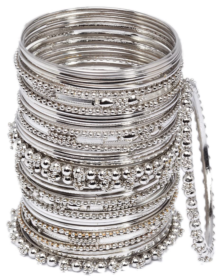 Shining Diva Fashion Set of 40 Bangles Set for Women | Oxidised Silver Plated Celebrity Inspired Jewellery | Latest Stylish Traditional Bangle for Girls and Women