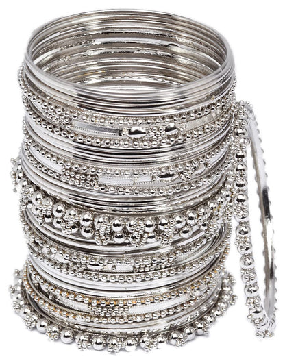 Shining Diva Fashion Set of 40 Bangles Set for Women | Oxidised Silver Plated Celebrity Inspired Jewellery | Latest Stylish Traditional Bangle for Girls and Women