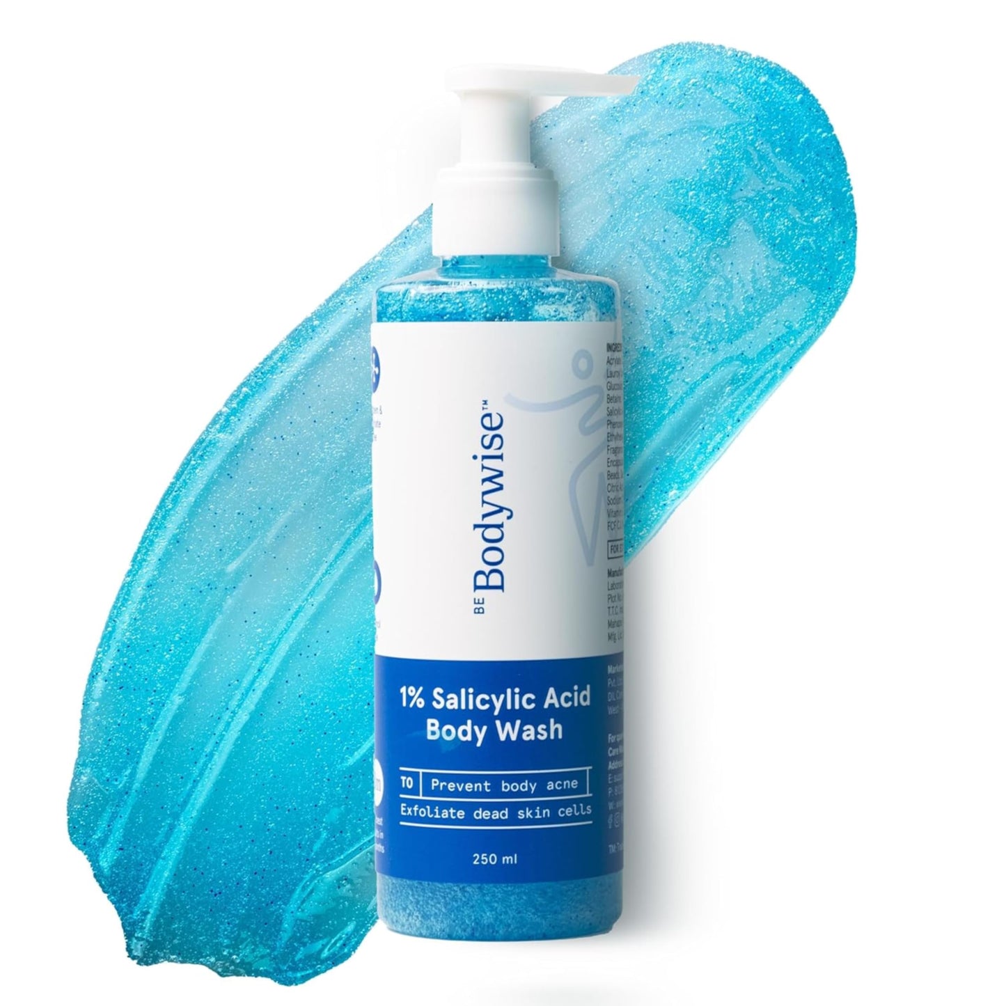 Be Bodywise 5% AHA BHA Exfoliating Body Wash 250ml | For Body Acne, Strawberry Skin, De-Tan | Infused with 3% Lactic Acid, 1% Salicylic Acid, 1% Glycolic Acid | Non-Drying, Paraben Free