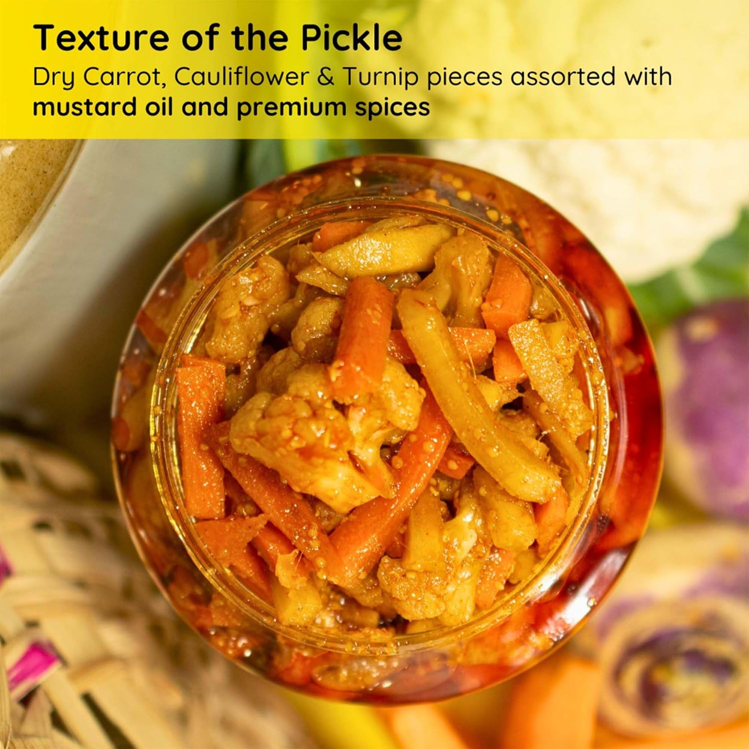 FarmDidi Gobhi Gajar Shalgam Pickle 325g In Fresh| Traditional Meetha Mixed Achar with Carrot, Cauliflower & Turnip | Low-Oil Sweet Pickle | Organically Processed | No Chemical Preservatives