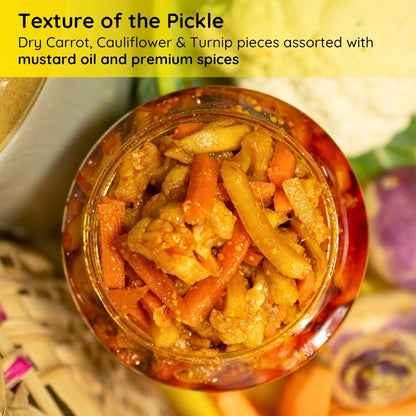 FarmDidi Gobhi Gajar Shalgam Pickle 325g In Fresh| Traditional Meetha Mixed Achar with Carrot, Cauliflower & Turnip | Low-Oil Sweet Pickle | Organically Processed | No Chemical Preservatives